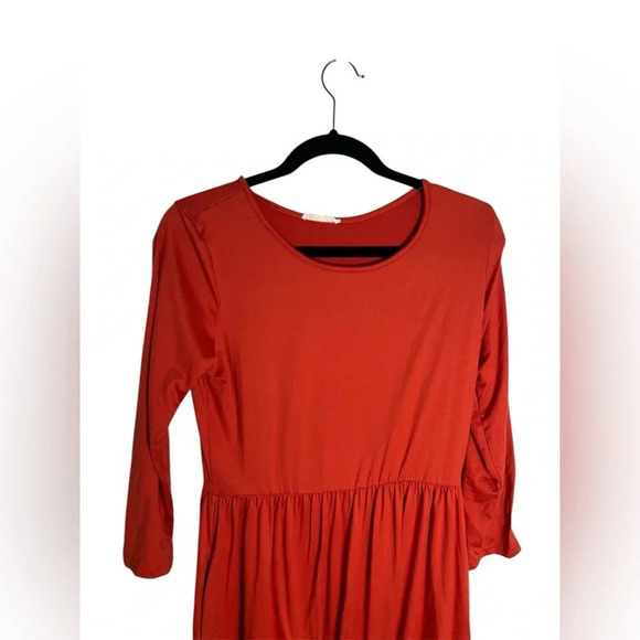 Reb & J 3/4 sleeve Midi dress in autumn orange color Size Large - Picture 2 of 8